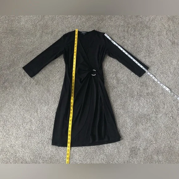 Glamour Party Dress 4P Faux Wrap stretchy gathered side rhinestone’s buckle - Picture 7 of 13